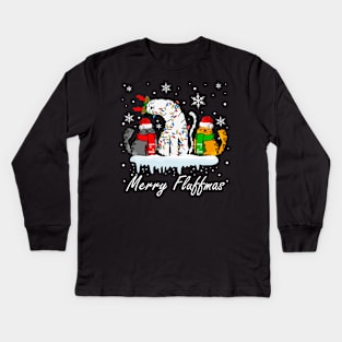 Cat merry fluffmas Kids Long Sleeve T-Shirt